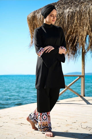 Lycra Black Burkini Modest Swimwear 1961 - By Baano