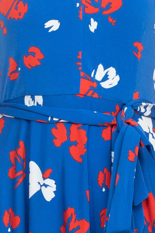 Tahari ASL Crossed Neck Sleeveless Tie Waist Zipper Back Multi Print Jersey Dress - Glamourous Grace