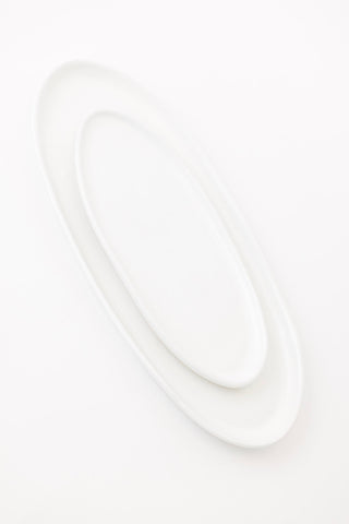 Ines Oval Lipped Serving Plate - Matte White - Set of 2