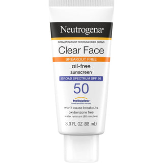 Neutrogena Clear Face Break-Out Free Liquid Lotion Sunscreen Broad Spectrum SPF 50 88ml