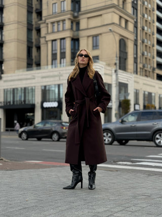 Emily Classic Wool Blend Overcoat in Rich Chocolate