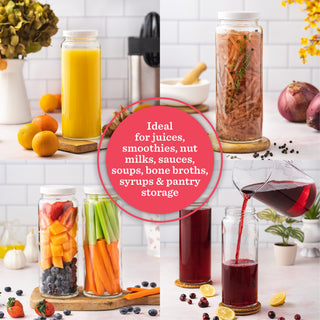 Original Series Extra Large Glass Bottles w/ White Lids, 32 oz