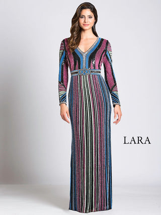 Lara 33541 - Multi Colored Sequin Long Sleeve Dress OUTLET - By Baano