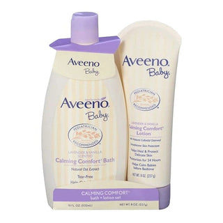 Aveeno Baby Calming Comfort Bath & Lotion Set With Natural Oat Extract, Lavender & Vanilla