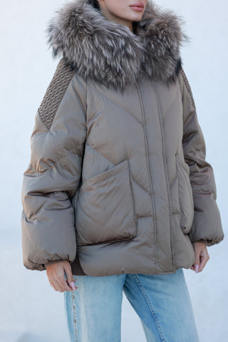 Genuine Fur Trim Down Fill Coat