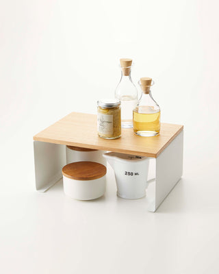 Stackable Countertop Shelf - Two Sizes - Steel + Wood - By Baano