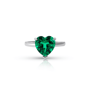2.5ct Lab Columbian Emerald Heart Cut Anniversary Ring Ring Deluxe Fine Jewelry