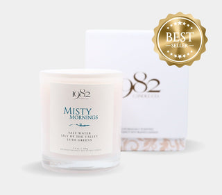 Misty Mornings (7.5oz Single Wick) - Notes: Salt Water, Morning Dew, Lily of the Valley & Lush Greens - By Baano