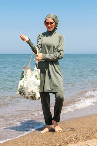 Lycra Khaki Burkini Modest Swimwear 1969 - By Baano
