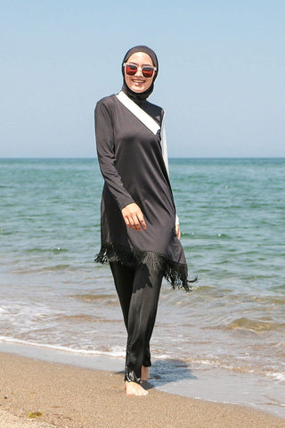 Lycra Black Burkini Modest Swimwear M2107 - By Baano