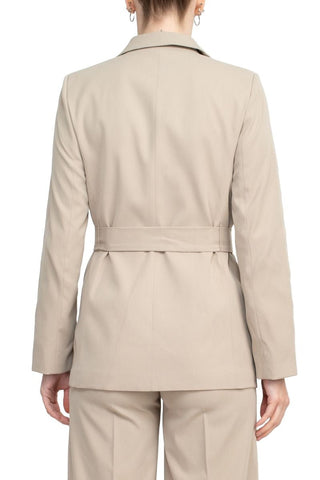 Tahari ASL Shawl Collar Long Sleeves 2 Button Self Waist Tie Jacket With Matching Crepe Pants - Glamourous Grace