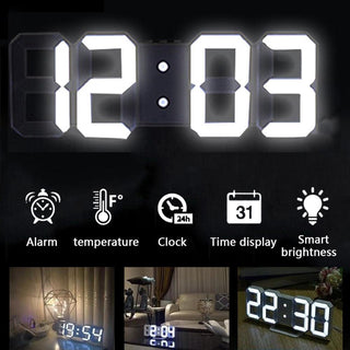 3D Large LED Digital Wall Clock Date Time Celsius Nightlight Display Table Desktop Clocks 3D Digital Alarm Clock Modern Design LED Wall Desk Clocks 12/24H Time /Date/ Temperature Display Nightlight /Brightness Adjustable/ Alarm Clock For Living Room Stevvex