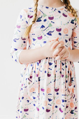 SALE Trick or Treat 3/4 Sleeve Pocket Twirl Dress