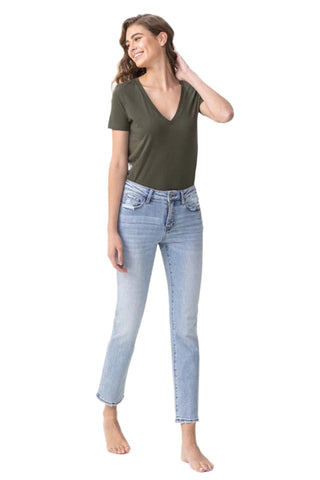 Size 13 Andrea Midrise Crop Light Blue Straight Jeans