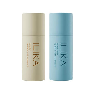 ILIKA Lip balm Organic, Vegan, Plastic-free, 100% Plant-based, 2X Volume, COSMOS Certified Organic, PETA Certified Vegan & Cruelty-Free 2 Pack, Vanilla & Peppermint - By Baano