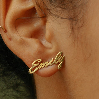 Dainty Script Name Earrings