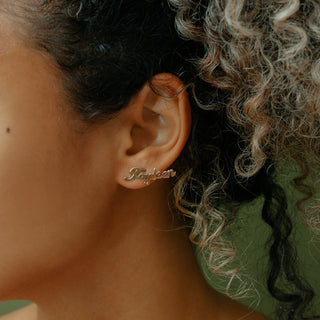 Mini Climber Name Earrings