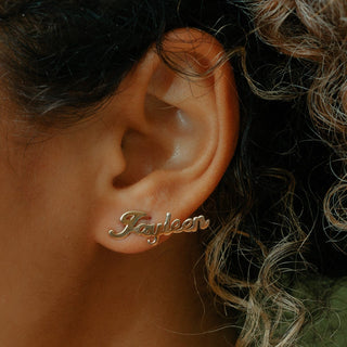 Mini Climber Name Earrings