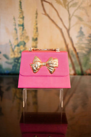 Pink Faille Lulu with Gold Handle Handbag - Gold Charms