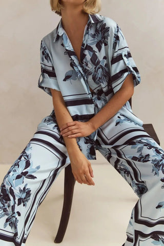 Printed Button Up Shirt and Pants Set - By Baano