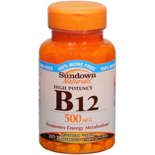 Sundown Naturals Vitamin B12, 500 Mcg, Tablets