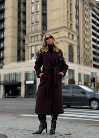 Emily Classic Wool Blend Overcoat in Rich Chocolate