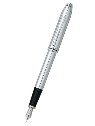 Townsend® Lustrous Chrome Stainless-Steel Medium Nib Fountain Pen - By Baano