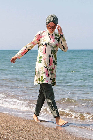 Lycra Khaki Burkini Modest Swimwear 1966 - By Baano