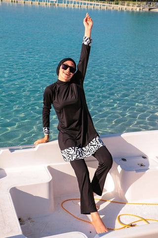 Lycra Black Burkini Modest Swimwear 1977 - By Baano