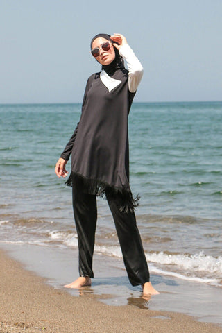 Lycra Black Burkini Modest Swimwear M2107 - By Baano
