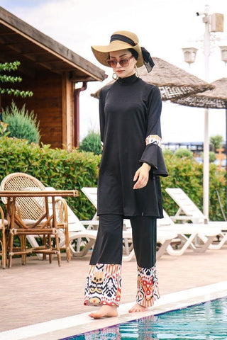 Lycra Black Burkini Modest Swimwear 1961 - By Baano