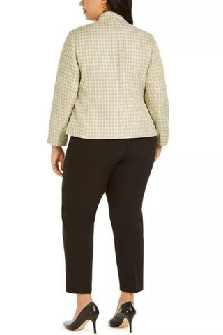 Le Suit Two Button Notch Collar Plaid Tweed - Jacket Pants Suit (Plus Size) - Glamourous Grace