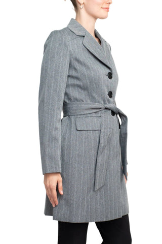 Le Suit Notched Collar 3 Button Tie Waist Flap Pockets Jacket with Button Hook Zipper Closure Pockets Crepe Pants Suit (Two Piece Set) - Glamourous Grace