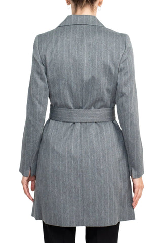 Le Suit Notched Collar 3 Button Tie Waist Flap Pockets Jacket with Button Hook Zipper Closure Pockets Crepe Pants Suit (Two Piece Set) - Glamourous Grace