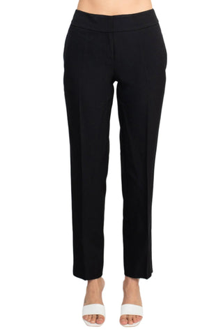 Le Suit Notched Collar 3 Button Tie Waist Flap Pockets Jacket with Button Hook Zipper Closure Pockets Crepe Pants Suit (Two Piece Set) - Glamourous Grace