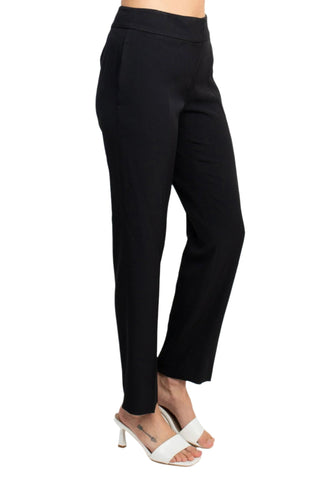 Le Suit Notched Collar 3 Button Tie Waist Flap Pockets Jacket with Button Hook Zipper Closure Pockets Crepe Pants Suit (Two Piece Set) - Glamourous Grace