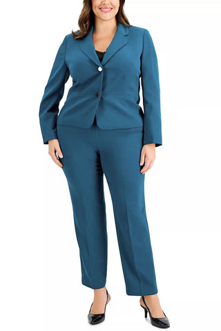 Le Suit Notched Collar 2 Button Jacket with Button Hook Zipper Closure Pants (Two Piece Set) - Glamourous Grace