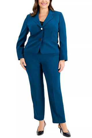 Le Suit Notched Collar 2 Button Jacket with Button Hook Zipper Closure Pants (Two Piece Set) - Glamourous Grace