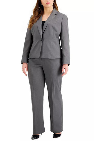Le Suit Notched Collar One Button Closure with Mid Rise Zipper with Hook and Back Closure Pant - Glamourous Grace