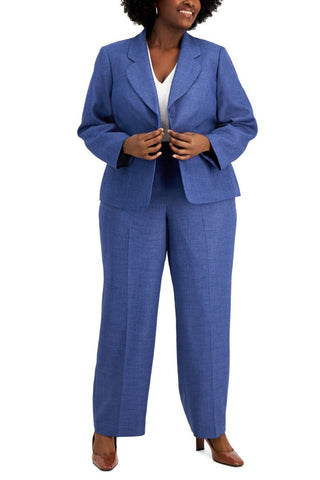 Le Suit Two Button Closure Long Sleeve Jacket with Zip Closure Straight Crepe Pant - Glamourous Grace