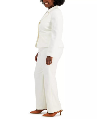 Le Suit Two Button Closure Long Sleeve Jacket with Zip Closure Straight Crepe Pant - Glamourous Grace