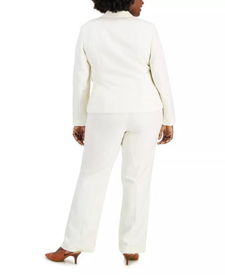 Le Suit Two Button Closure Long Sleeve Jacket with Zip Closure Straight Crepe Pant - Glamourous Grace