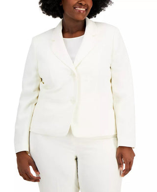 Le Suit Two Button Closure Long Sleeve Jacket with Zip Closure Straight Crepe Pant - Glamourous Grace