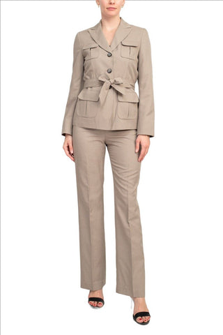 Le Suit Petite Two Piece Mélange Jacket And Pant Set - Glamourous Grace
