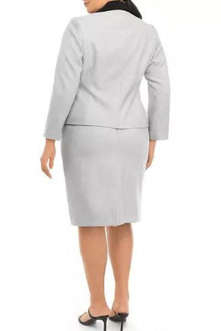 Le Suit Jacquard Two Button Patch Pocket Jacket and Slim Skirt Set ( Plus Size ) - Glamourous Grace