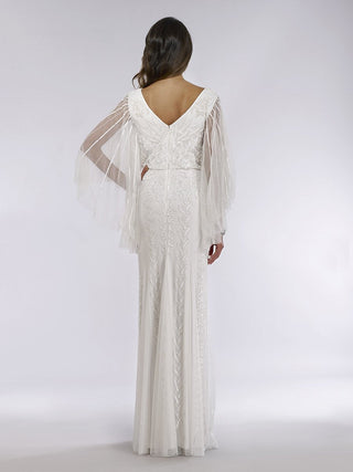 Lara Ella Beaded Cape Sleeve Wedding Dress - By Baano
