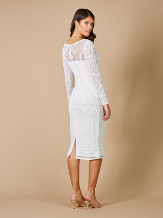 Lara Gloria Long Sleeve Beaded Midi Dress - By Baano