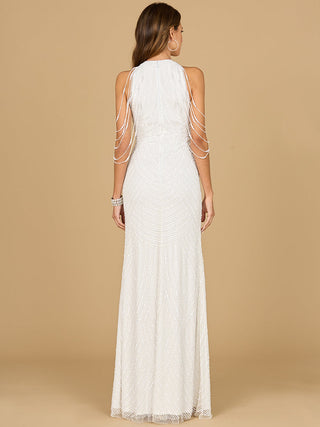 Halter Neck Gown with Fringe - By Baano