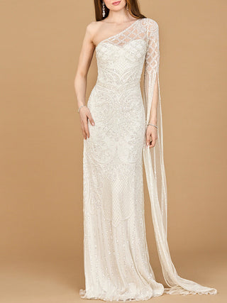 One Sleeve Beaded Bridal Gown - By Baano