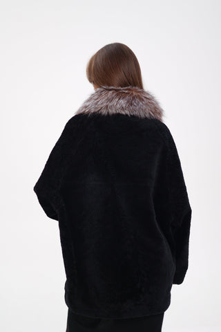 Palermo Genuine Astrakhan Silver Fox Trim Coat